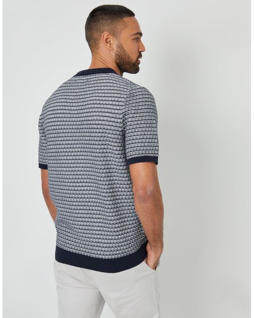 Threadbare Gray Textured Knit Trophy Neck Polo for men