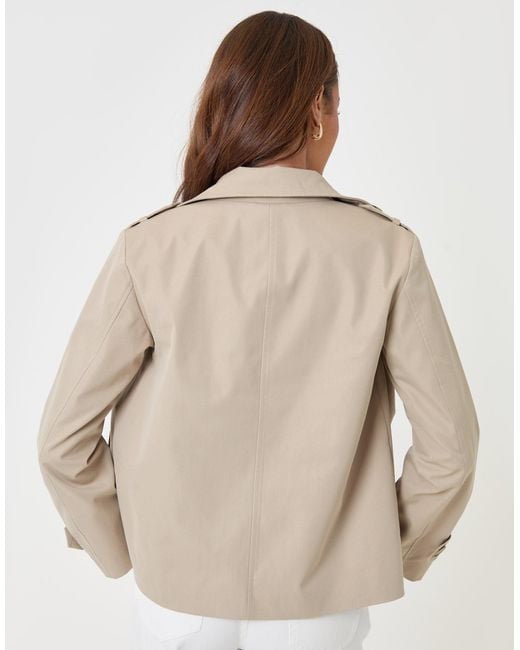 Threadbare Red Funnel Neck Short Trench Coat