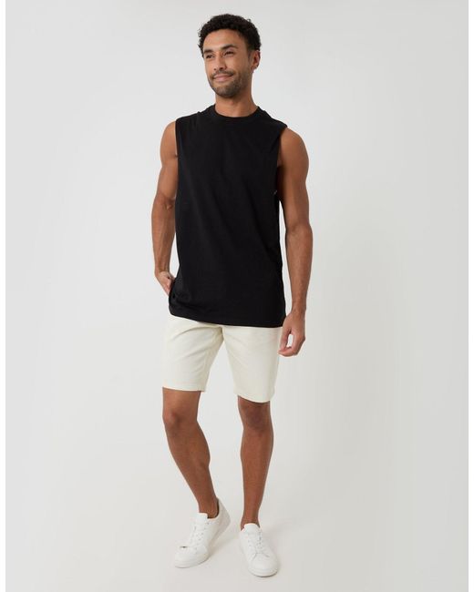 Threadbare Black Relaxed Fit Cotton Crew Neck Vest for men