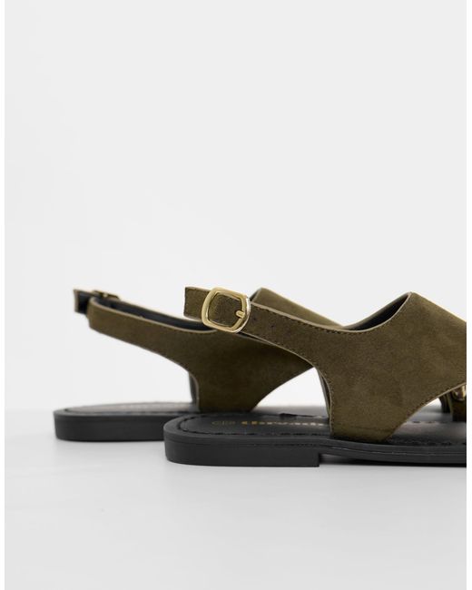 Threadbare Green T-Strap Toe Loop Sandals