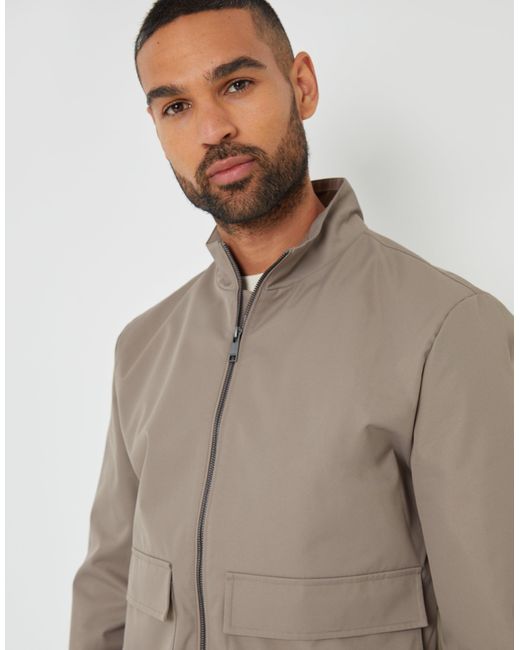 Threadbare Gray Patch Pocket Funnel Neck Harrington Style Jacket for men