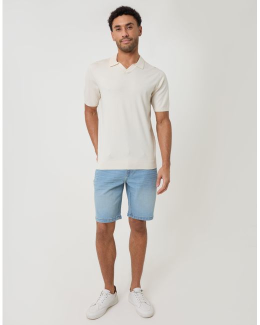 Threadbare White Knitted Trophy Neck Polo for men