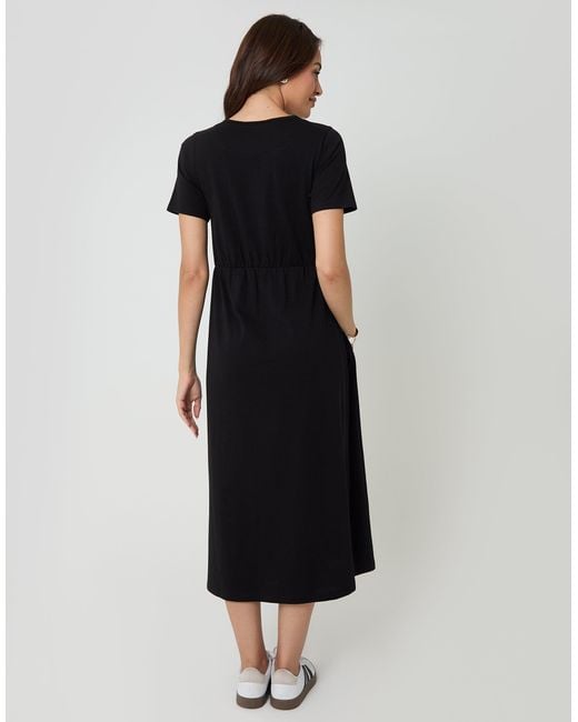 Threadbare Black 2 Pack Jersey Midi Smock Dresses With Pockets