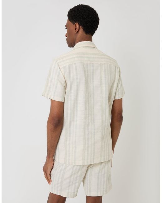 Threadbare Natural Chevron Cotton Short Sleeve Shirt for men
