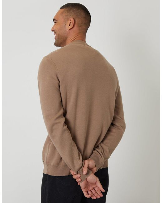 Threadbare Brown Button Up Knitted Cardigan for men