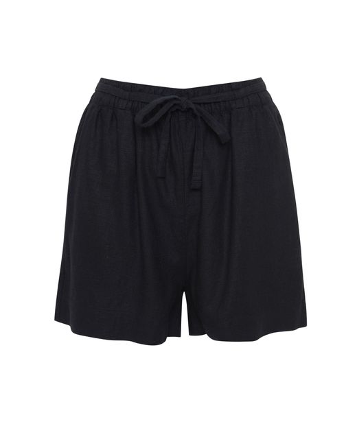 Threadbare White Linen Blend Tie Waist Shorts