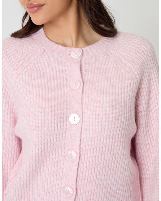 Threadbare Purple Chunky Knit Button Up Cardigan