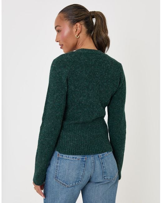 Threadbare Green V Neck Knitted Cardigan