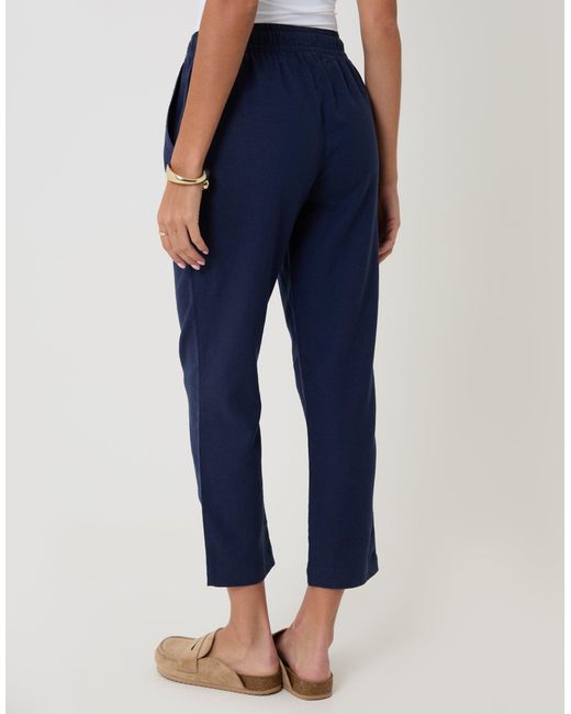 Threadbare Blue Linen Blend Drawstring Trousers
