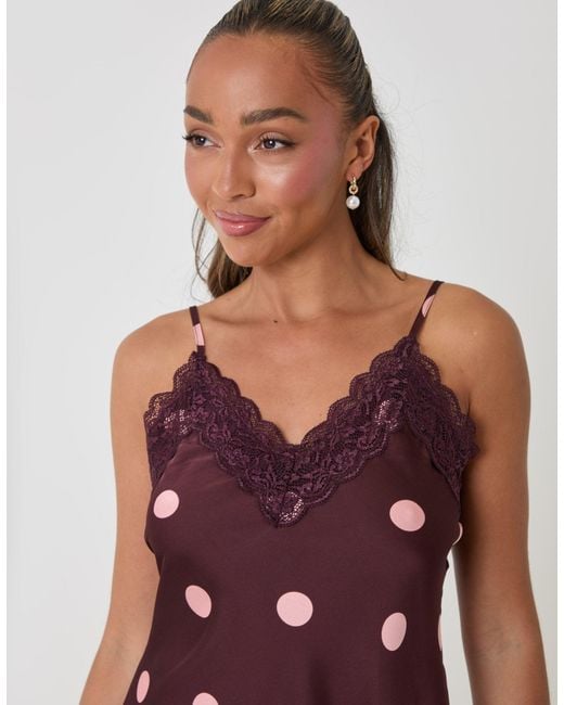 Threadbare Purple Satin Lace Trim Cami