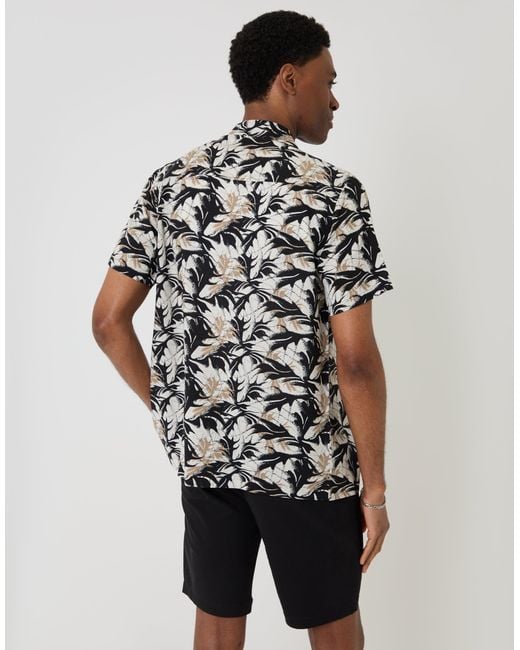 Threadbare White Relaxed Fit Abstract Print Short Sleeve Shirt for men