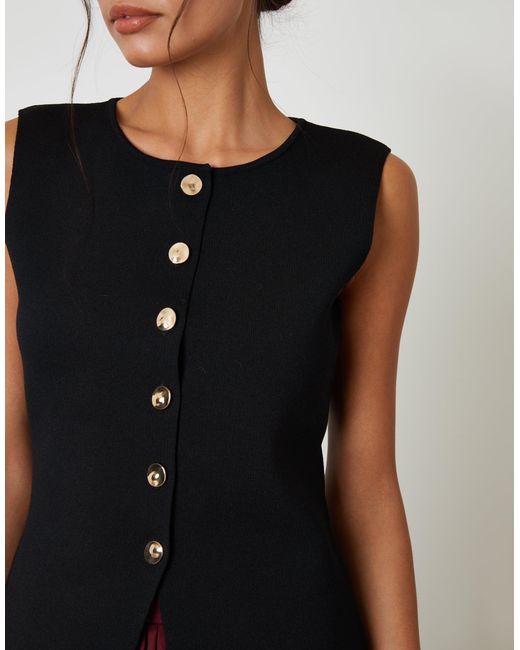 Threadbare Black Ribbed Knitted Waistcoat