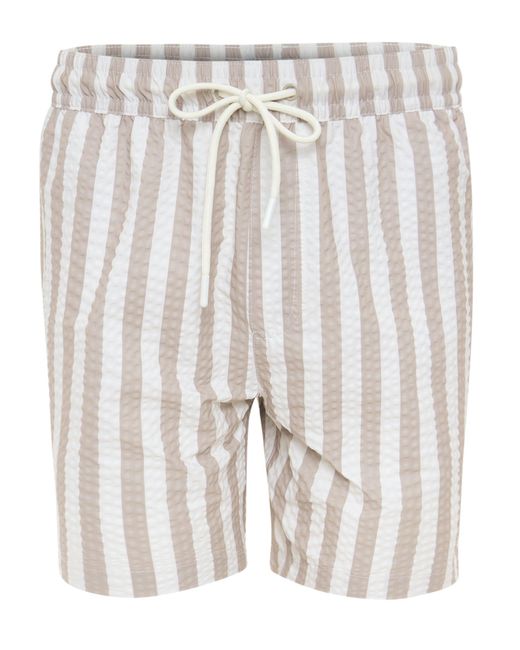 Threadbare White Seersucker Swim Shorts for men