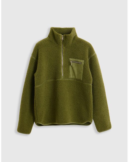 Threadbare Green The Ultimate Half Zip Borg Fleece