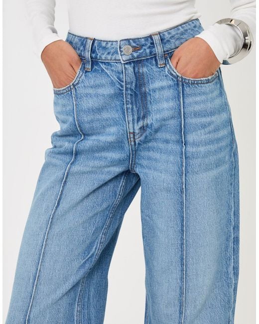 Threadbare Blue Wide Leg Turn Up Jeans