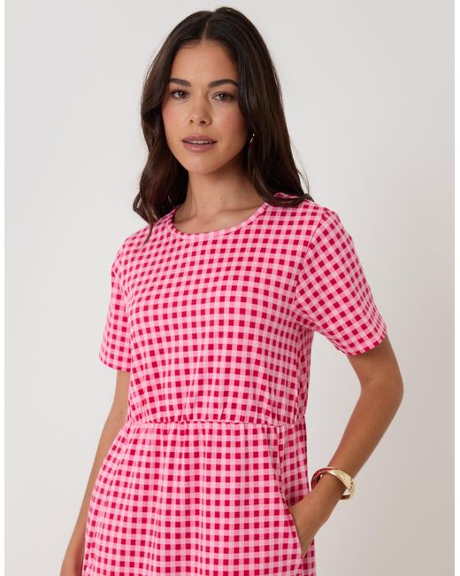 Threadbare Pink Pure Cotton Midi Smock Dress With Pockets