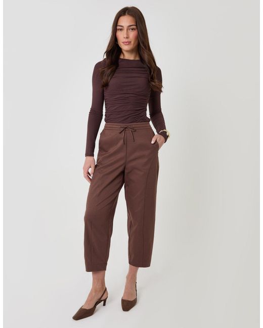 Threadbare Red Curved Seam Barrel Leg Trousers