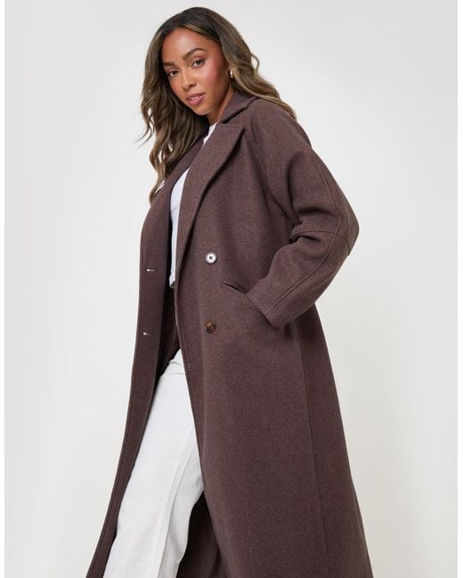 Threadbare Brown Longline Cocoon Coat