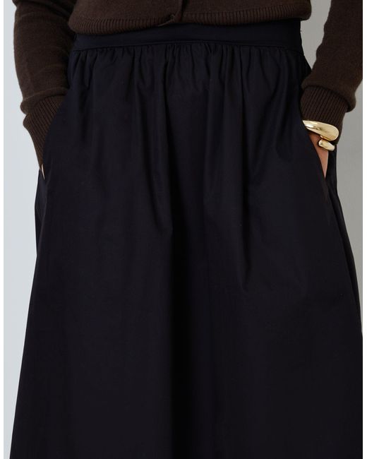 Threadbare Black Pure Cotton Poplin Maxi Skirt With Pockets