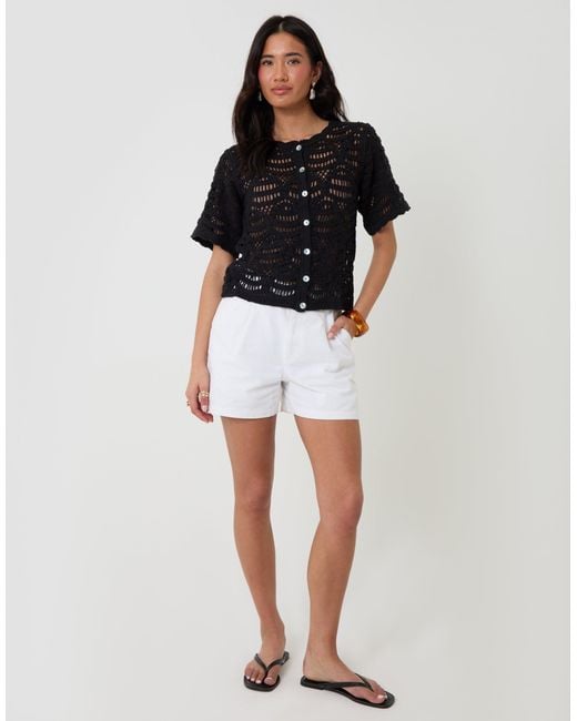 Threadbare Black Crochet Button Up Top