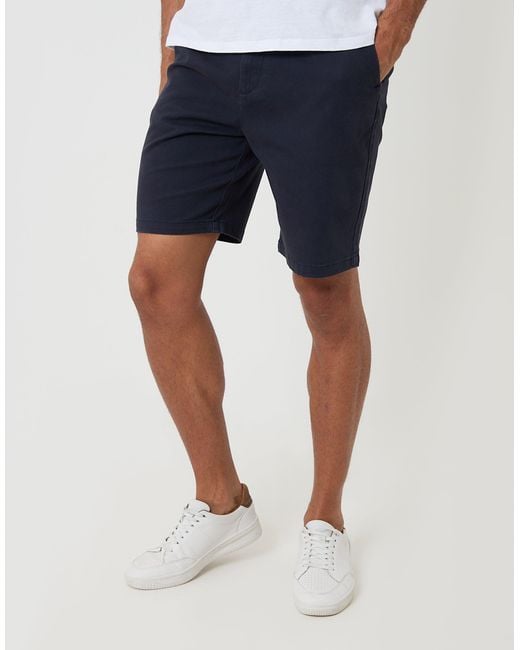 Threadbare White Regular Fit Stretch Chino Shorts for men