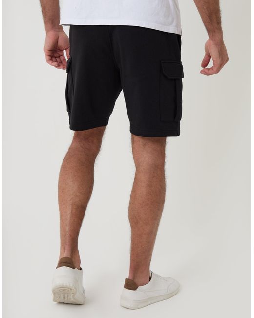 Threadbare White Cargo Fleece Shorts for men