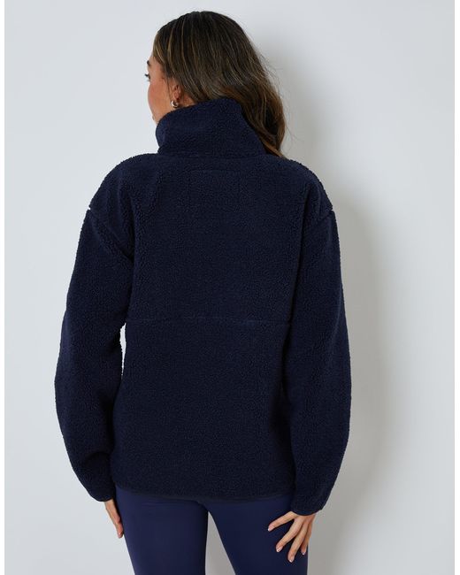Threadbare Blue Half Zip Borg Fleece