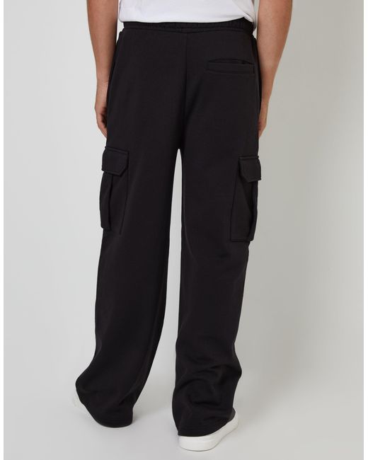 Threadbare Black Wide Leg Cargo Joggers for men