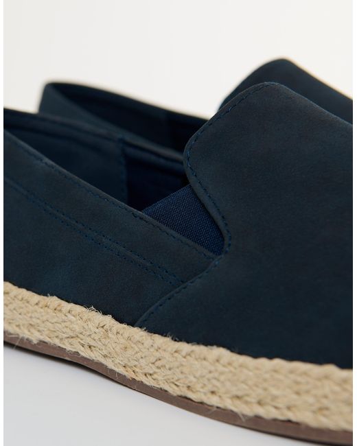 Threadbare Blue Faux Suede Slip On Espadrilles for men