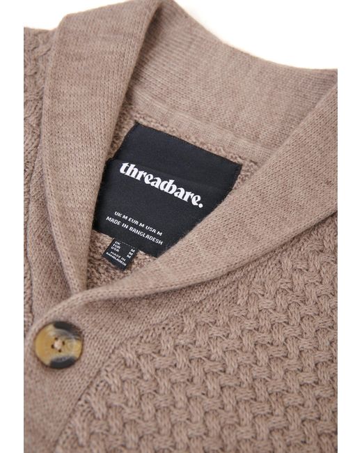 Threadbare Brown Knitted Shawl Cardigan for men