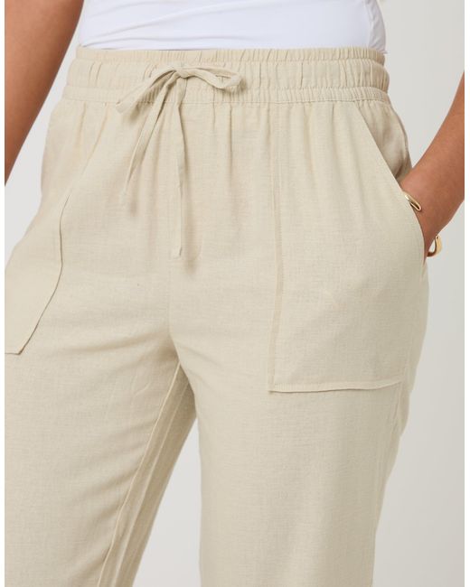 Threadbare Natural Linen Blend Drawstring Trousers