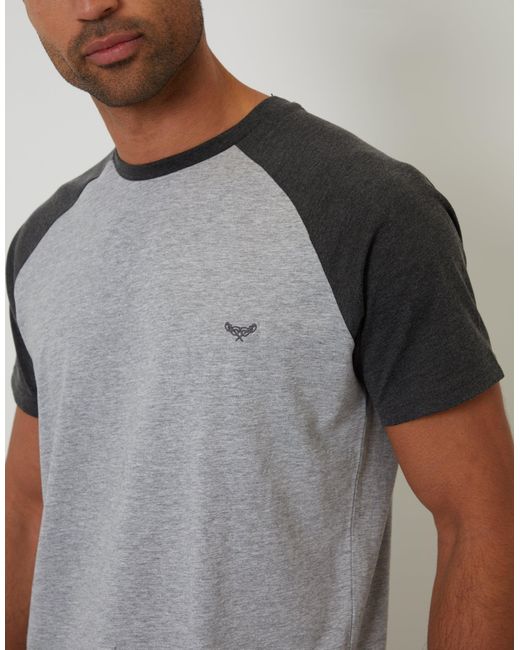 Threadbare Gray Raglan Short Sleeve Lounge Set for men