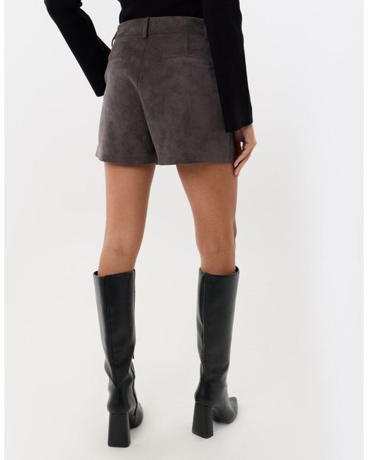 Threadbare Black Faux Suede Tailored Shorts