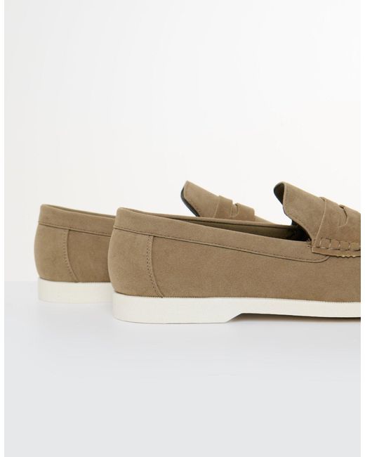 Threadbare White Faux Suede Penny Loafers for men