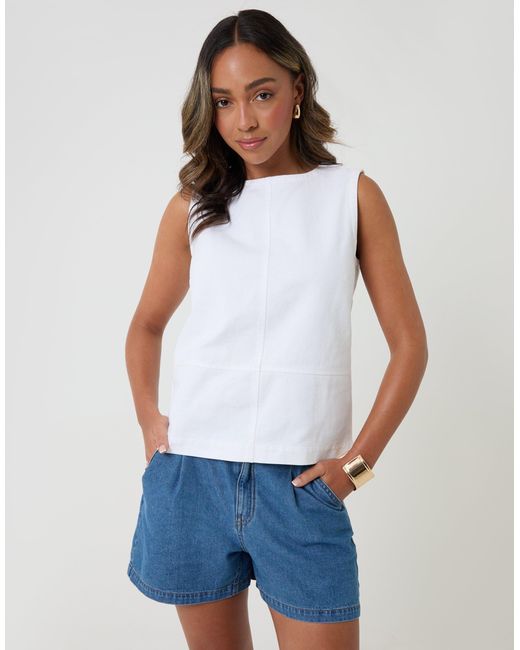 Threadbare White Denim Tie-Back Shell Top