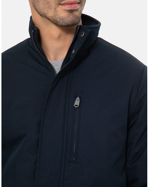 Threadbare Blue Funnel Neck Lightweight Mac for men