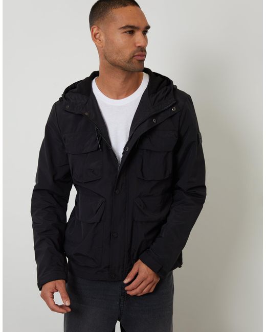Threadbare Blue Hooded Utility Coat for men