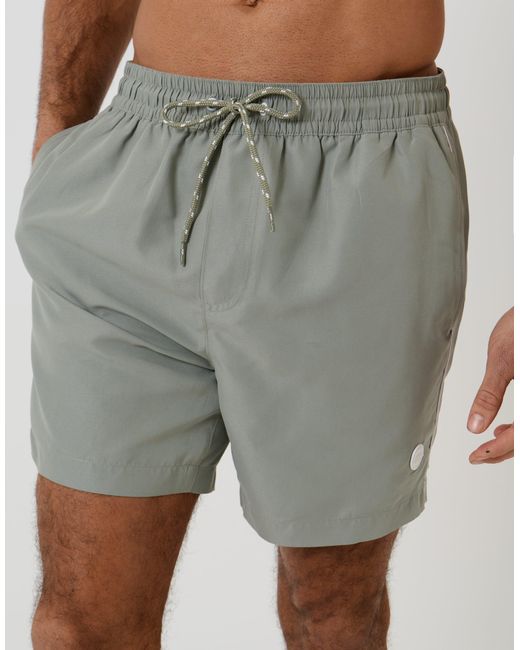 Threadbare Gray Contrast Piping Quick Dry Swim Shorts for men