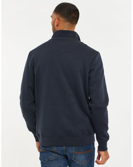 Threadbare Blue Quarter Zip Sweatshirt for men