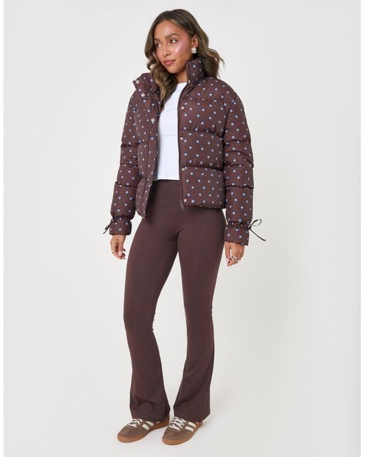Threadbare Purple Funnel Neck Puffer Coat