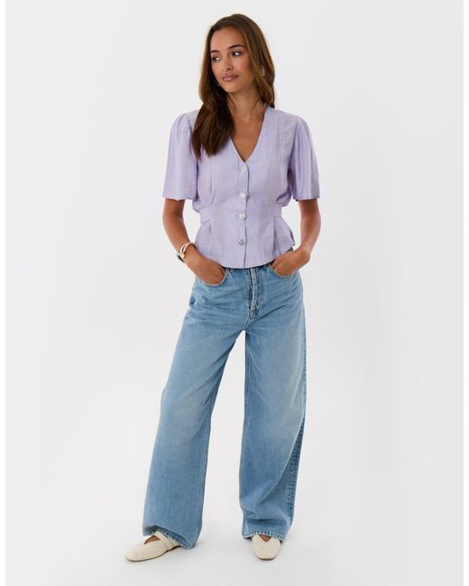 Threadbare Purple Flutter Sleeves Top