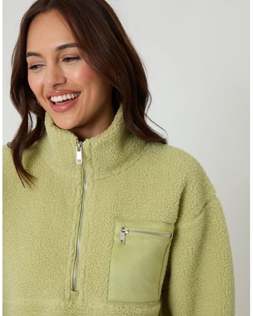 Threadbare Green Half Zip Borg Fleece
