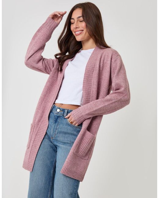 Threadbare Red Longline Knitted Open Cardigan