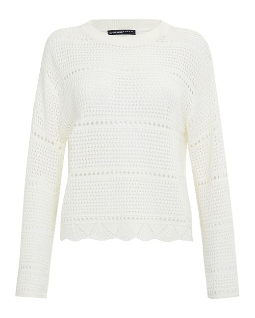 Threadbare Gray Pointelle Knit Crew Neck Jumper