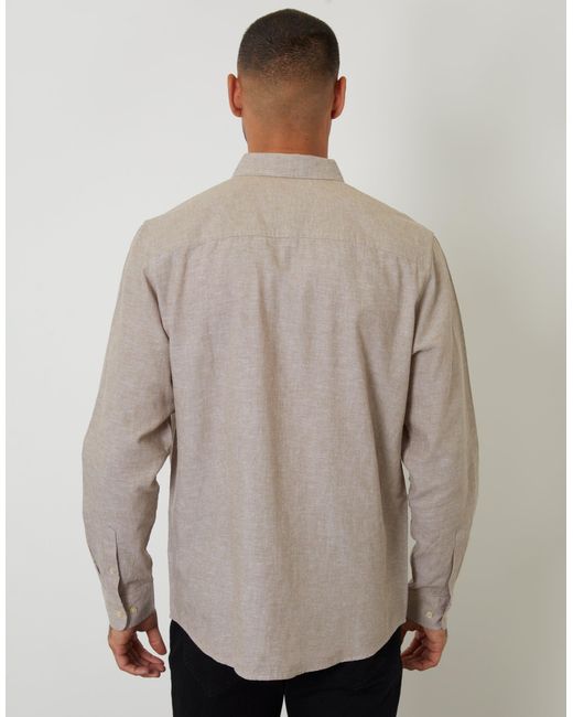 Threadbare Gray Long Sleeve Linen Blend Shirt for men