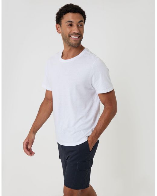 Threadbare White Shorter Length Elasticated Waist Stretch Cargo Shorts for men