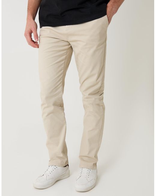 Threadbare Natural Slim Fit Cotton Blend Trousers for men