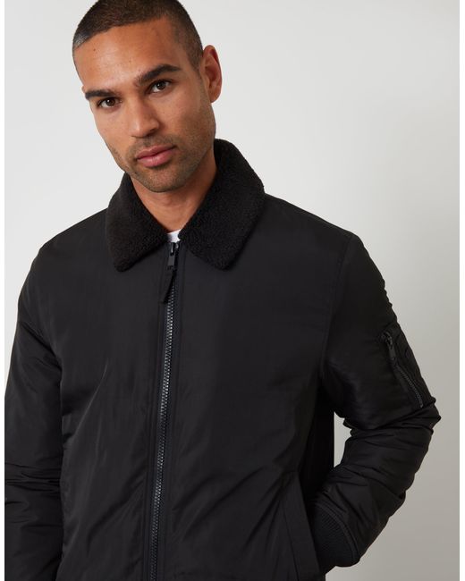 Threadbare Black Borg Lined Collared Jacket for men