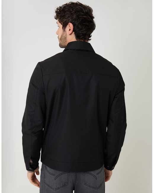 Threadbare Black Showerproof Lightweight Zip Up Jacket With Collar for men