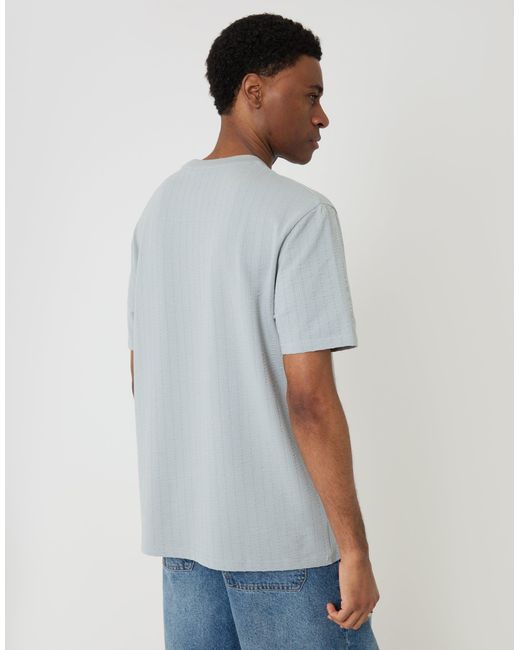 Threadbare Blue Relaxed Fit Textured Crew Neck T-Shirt for men